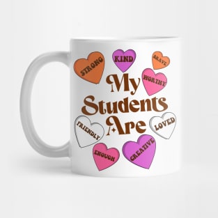 Teacher Valentines Day Positive Affirmations Candy Hearts Mug